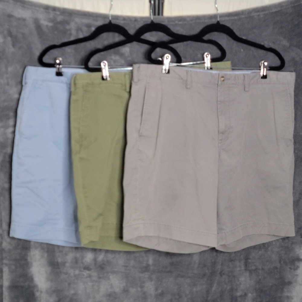 Polo Ralph Lauren Chino Shorts Mens 38 Blue Grey Green Stretch Bundle Preppy Dad - Picture 2 of 16